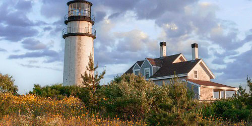 Click here for prints of this image Truro Sea Breeze - Lighthouse in Fall on Cape Cod, MA - Photo Credit Thomas Schoeller Photography